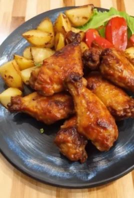 Bbq chicken wings roast potatoes and kachumbari