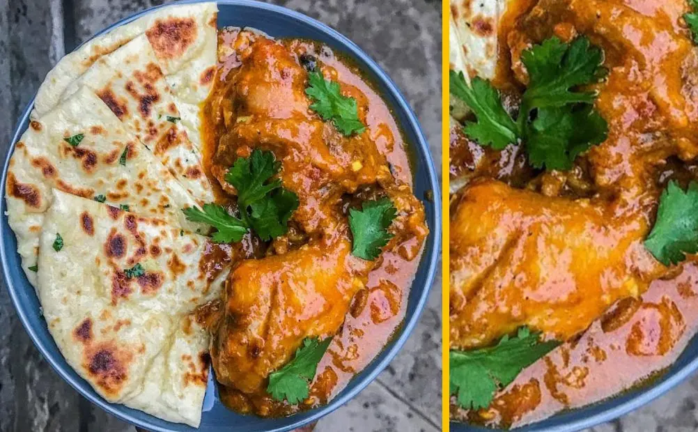 Coconut chicken curry and naan