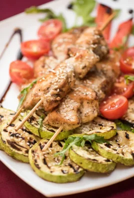 Grilled chicken meat kebab with pumpkin recipe