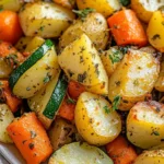Garlic Herb Roasted Potatoes Carrots and Zucchini recipe