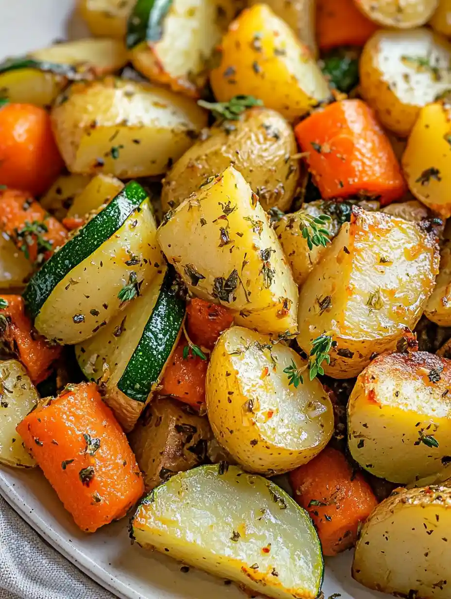 Garlic Herb Roasted Potatoes Carrots and Zucchini