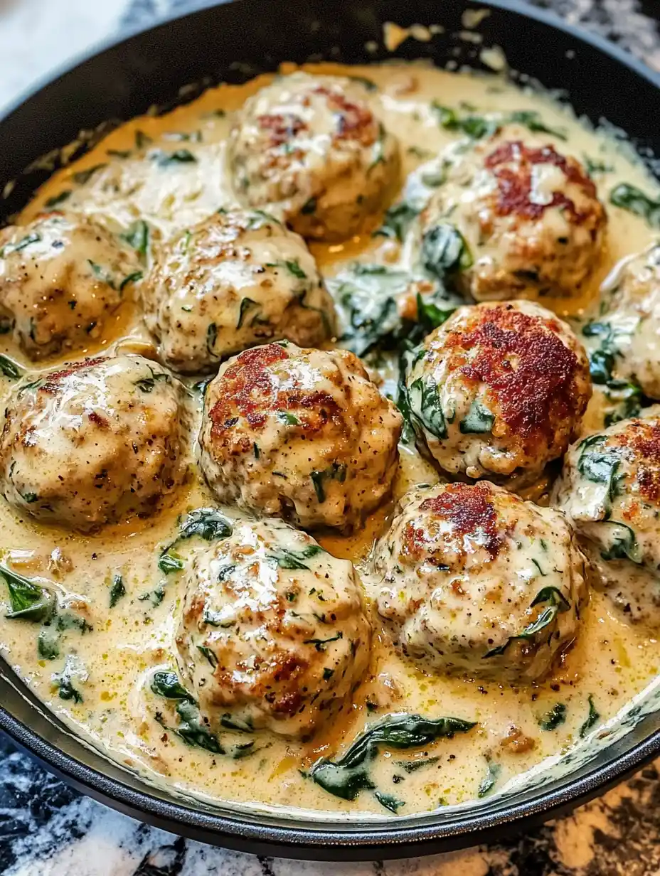 Creamy Spinach Turkey Meatballs