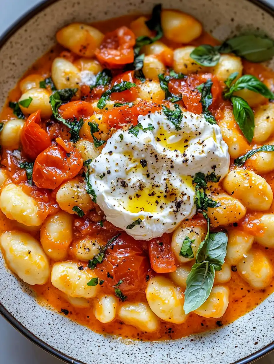Creamy Tomato Gnocchi with Burrata