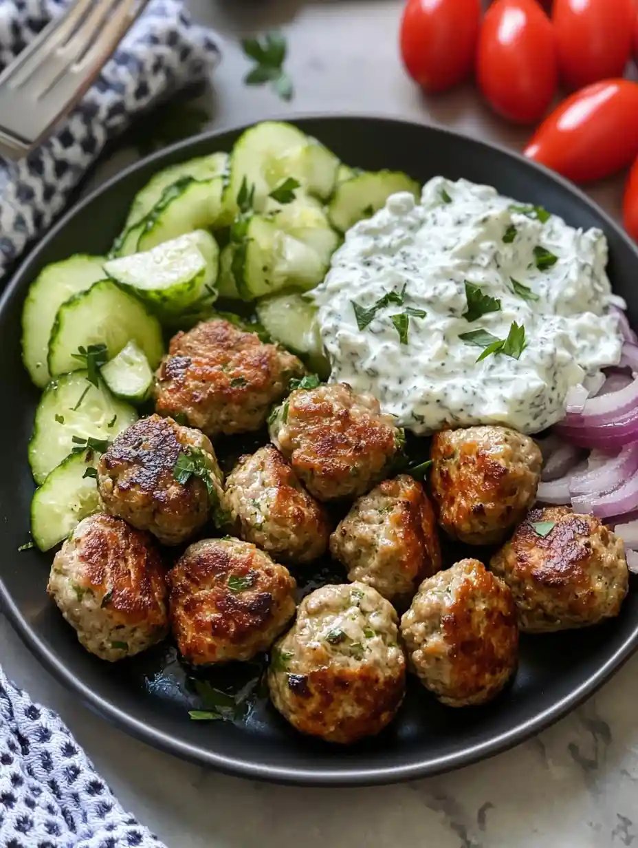 Greek Turkey Meatballs with Tzatziki Sauce