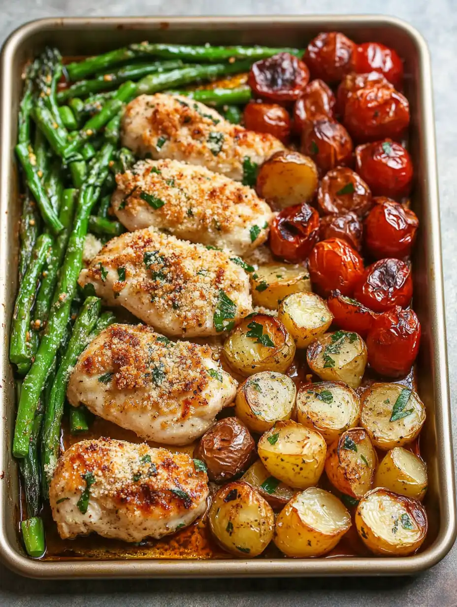 Parmesan Crusted Chicken Sheet Pan Dinner
