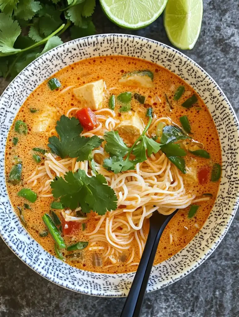 Sopa de fideos al curry rojo tailandés