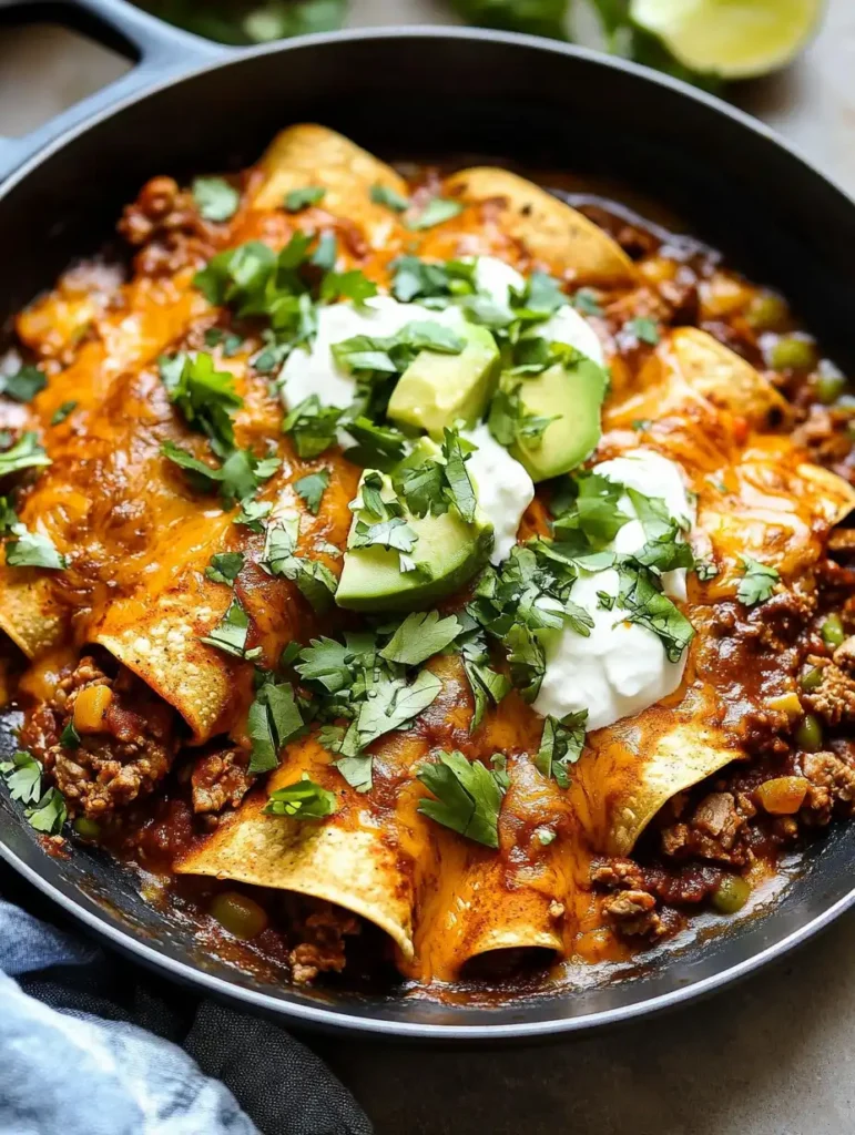 Enchiladas de carne en sartén