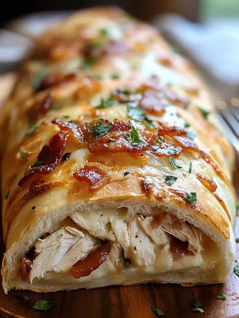 Stromboli de pollo, tocino y rancho