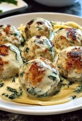 Chicken Ricotta Meatballs with Spinach Alfredo Sauce