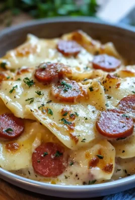 Crockpot Pierogi Casserole with Beef Sausage