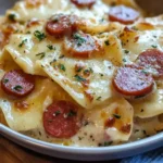 Crockpot Pierogi Casserole with Beef Sausage recipe