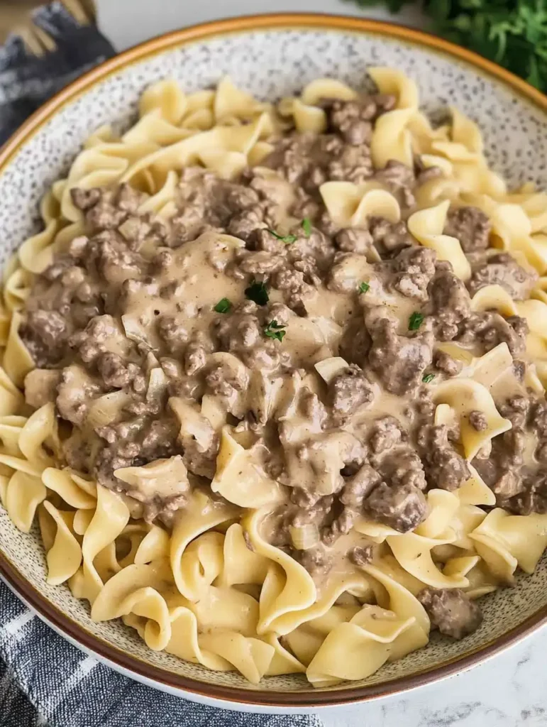 Comida para Stroganoff de carne molida
