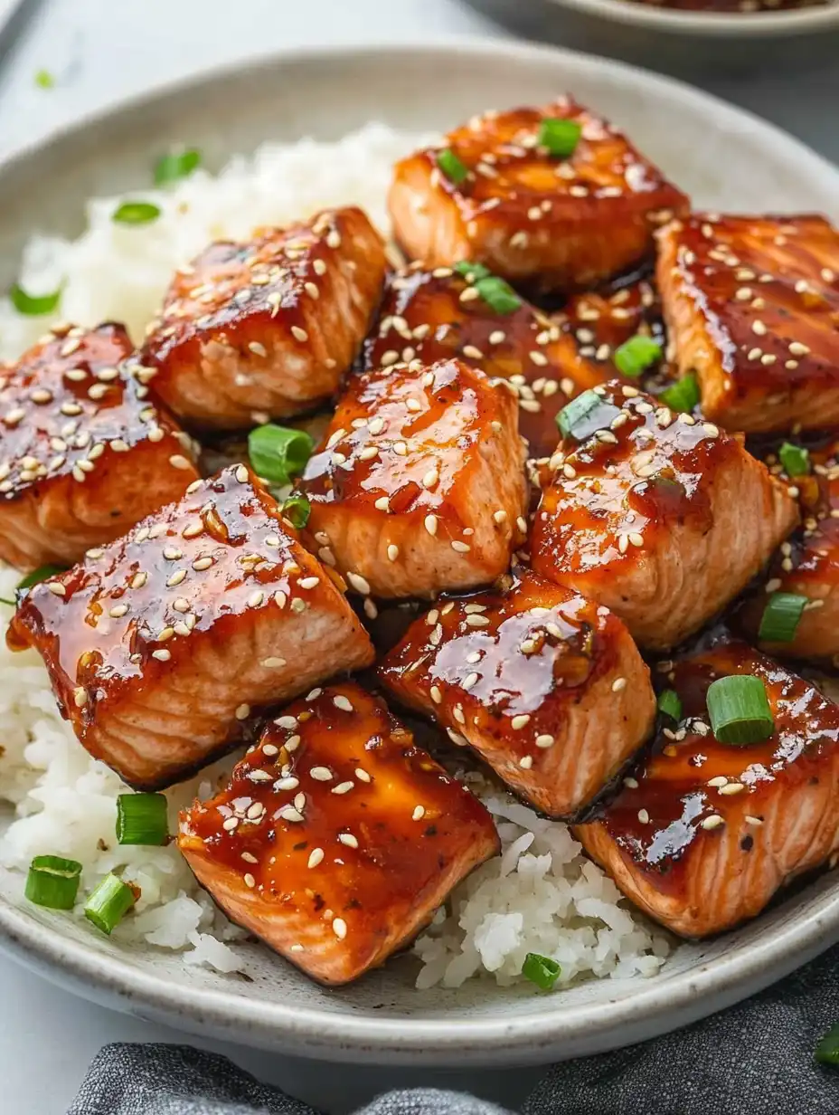 Honey Garlic Salmon Bites