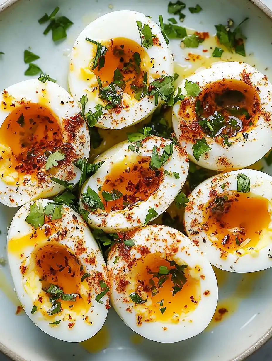 Jammy Eggs with Chili Butter and Garlic Yogurt