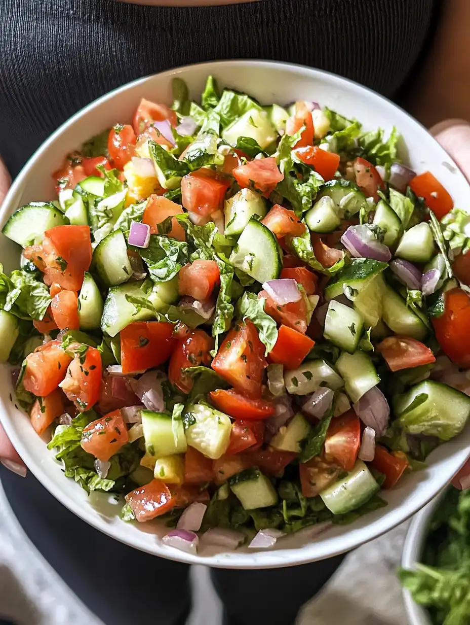 Mediterranean Salad with Cucumber, Tomato and Onion