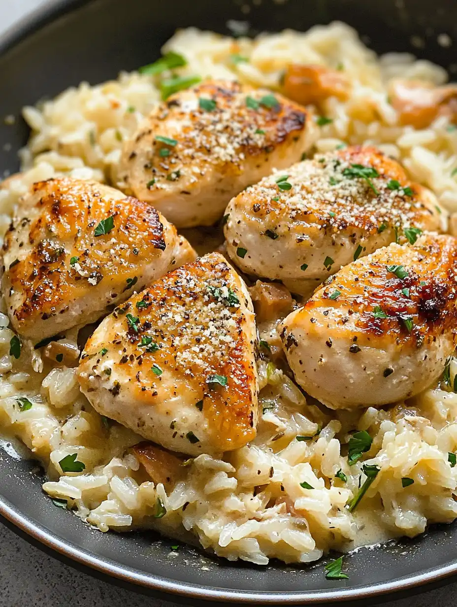 One-Pan Creamy Parmesan Chicken & Rice