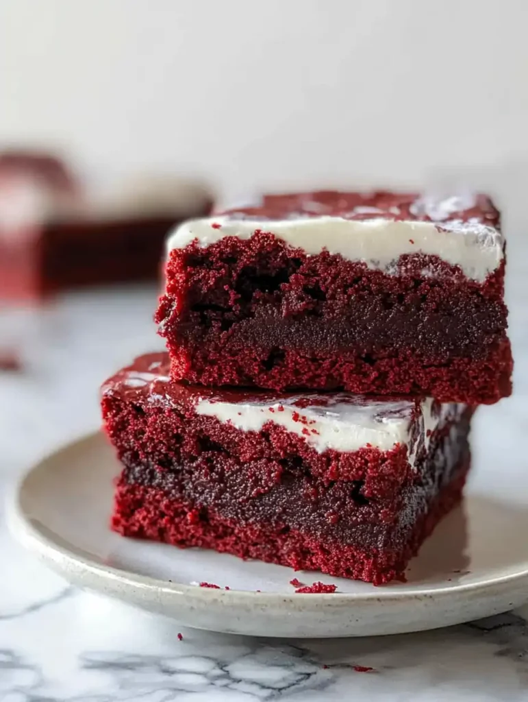 Pastel de brownies de terciopelo rojo
