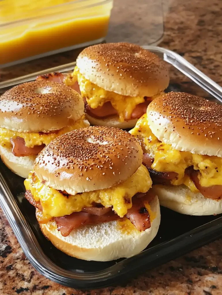 Mini hamburguesas de bagel para el desayuno