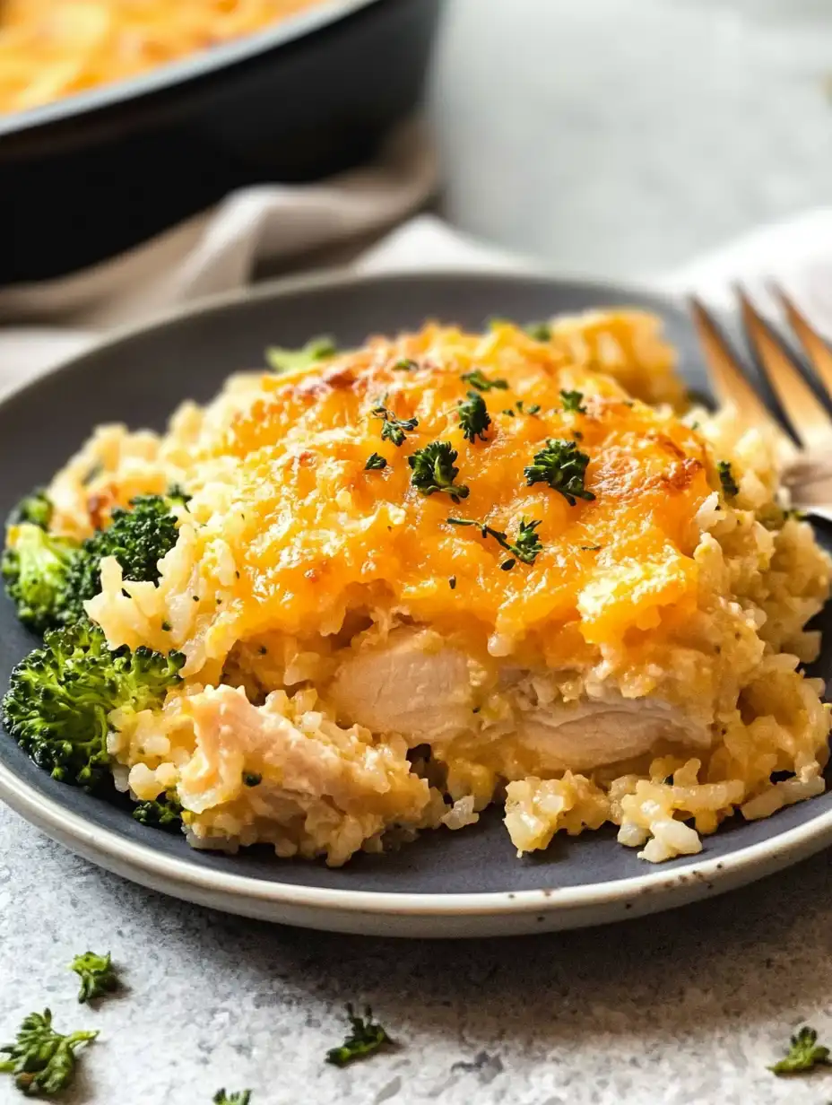 Cheesy Broccoli Chicken and Rice Casserole