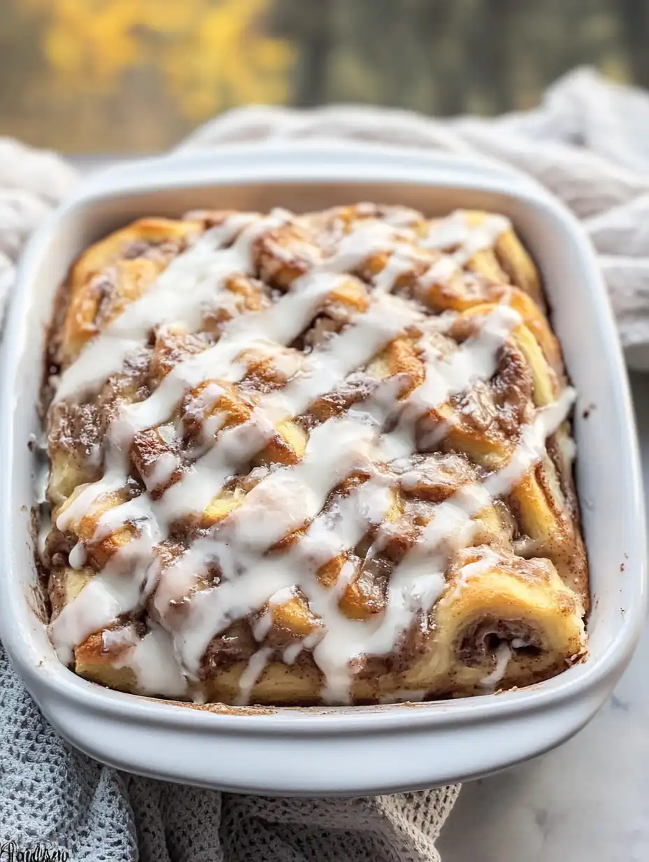 Easy Cinnamon Roll Casserole (7 ingredients!)
