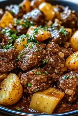 Slow Cooker Garlic Butter Beef Bites & Potatoes