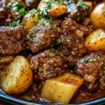 Slow Cooker Garlic Butter Beef Bites & Potatoes