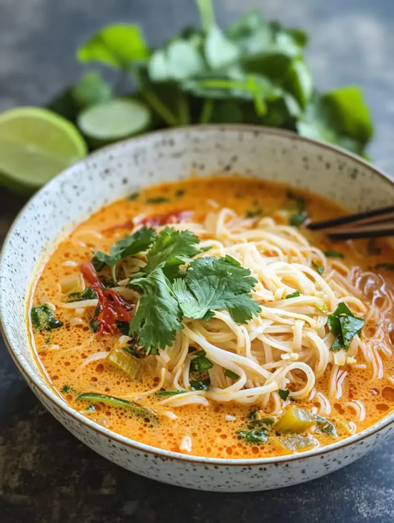 Sopa de fideos al curry rojo tailandés