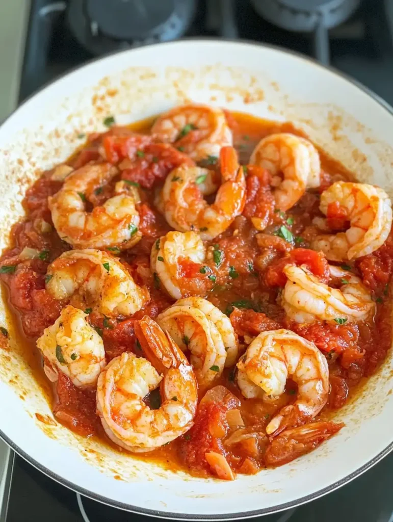 Camarones al ajillo en salsa de tomate en 15 minutos