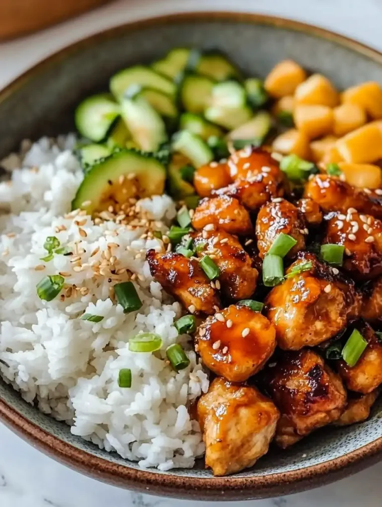 Tazones de pollo con miel picante