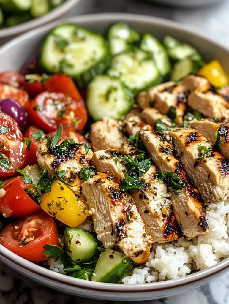 Tazones de pollo griegos saludables