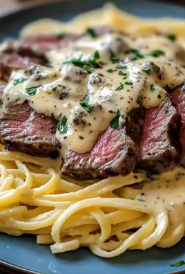 Savory Steak Gorgonzola Alfredo with Creamy Parmesan Sauce