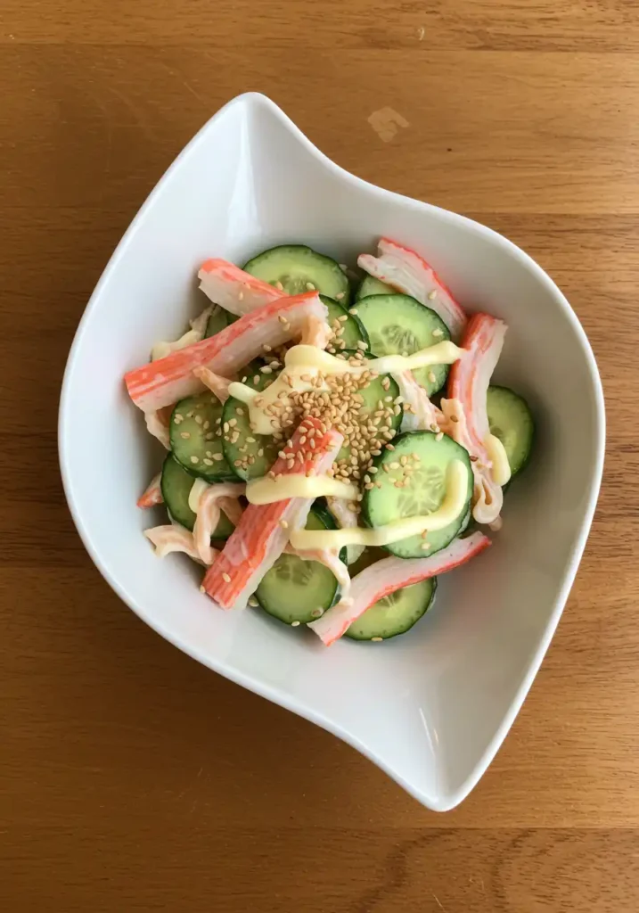 california roll cucumber salad with mayonnaise